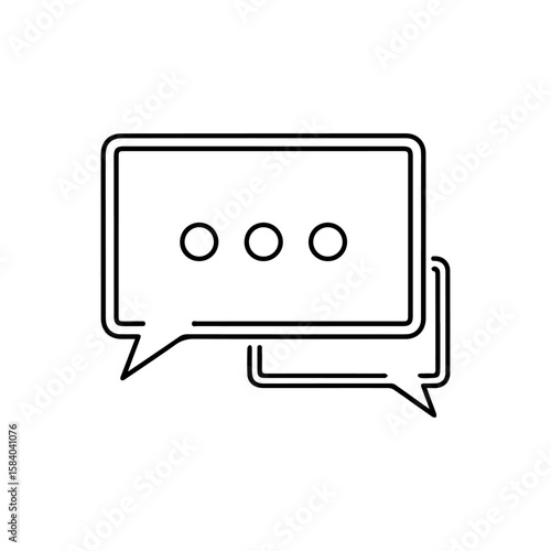 Two speech bubbles one large with ellipses a smaller overlap behind rendered in minimalist black lines