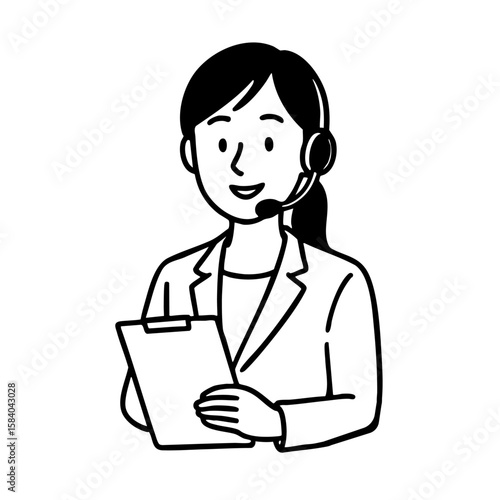 通訳　線画　手書き