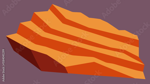 Cartoon Cliff Face Showing Layers of Folded Tilted Strata Vector