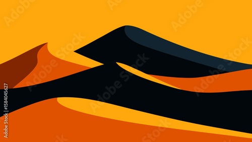 Striking Desert with Dunes of Black Volcanic Sand Unique Landscape