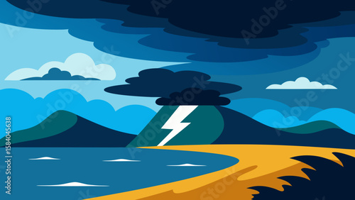 Intense Dramatic Coastal Scene with a Powerful Storm Approaching