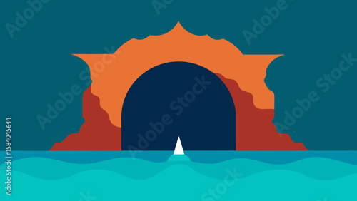 Magnificent Dramatic Sea Arch Large Enough for a Boat Passage