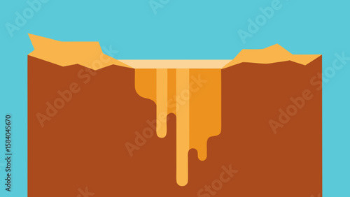 Scenic Dry Waterfall a Stain on the Cliff Face Where Water Once Flowed