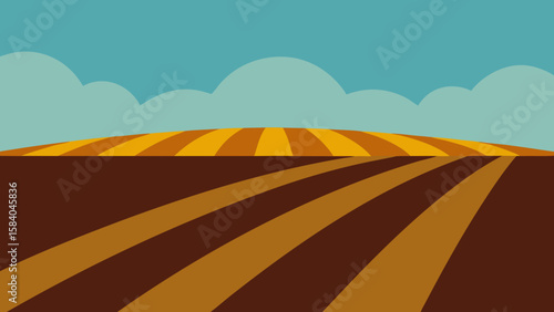 Fertile Field Where the Soil Has Been Freshly Plowed into Rows