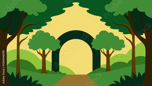 Ancient Forest So Old Trees have Grown Together Forming Arches