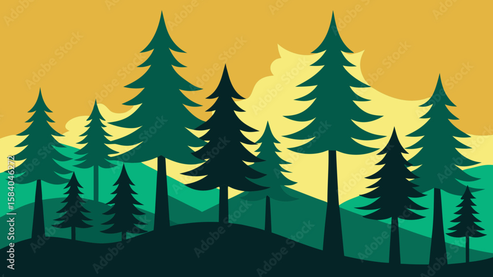 Fototapeta premium High Altitude Pine Forest with Trees Gnarled and Weathered by Elements
