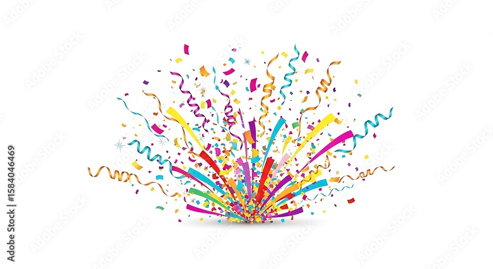 Fototapeta premium Happy Celebration Confetti Vector – Party Explosion on White Background
