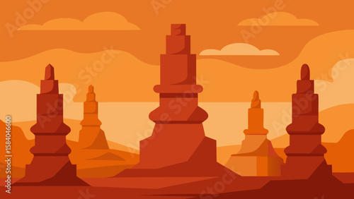 Landscape of Towering Thin Hoodoos That Look Like People