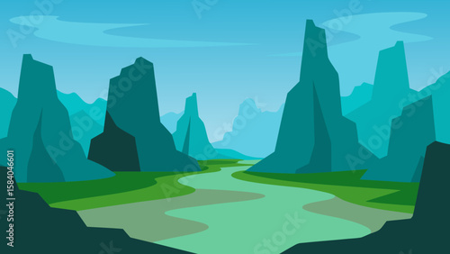 Landscape of Towering Limestone Karsts Rising from Jungle