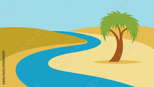 Lazy River Bend with a Sandy Bank and Willow Tree