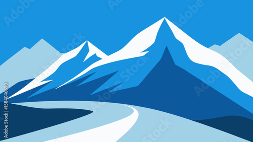 Mountain Pass Covered in Snow Even in Late Spring