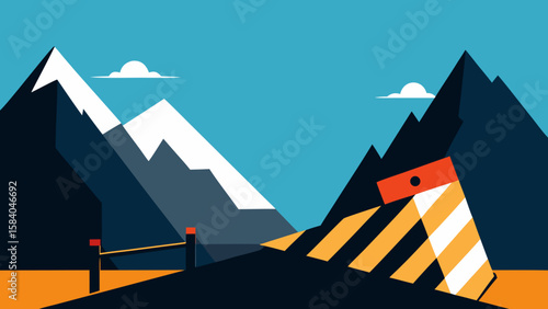 Mountain Pass Temporarily Blocked by a Recent Rockslide