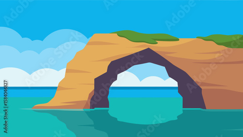 Natural Stone Arch Carved into a Sea Cliff by Waves