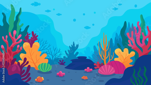Underwater View of a Vibrant Coral Reef Nature Beauty