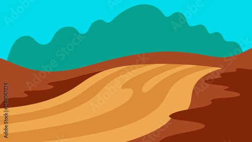 Powerful Muddy Torrent of a River in Full Flood Nature