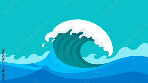 Powerful Ocean Swell Breaking Over a Submerged Reef