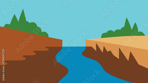 Riverbank Deeply Eroded by Recent Floods Nature Scene