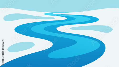 River Frozen Mid Flow with Waves and Ripples Caught in Ice