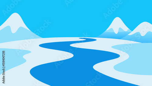 River Running Through Landscape of Ice and Snow Beauty