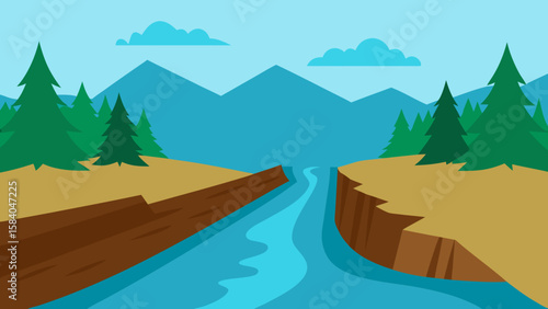 River Dammed by Huge Natural Logjam Nature Wilderness Scene
