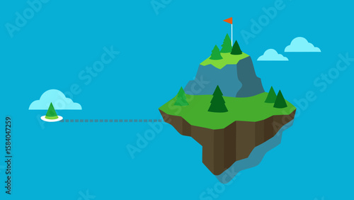 Rocky Isthmus Connecting Small Island to the Mainland