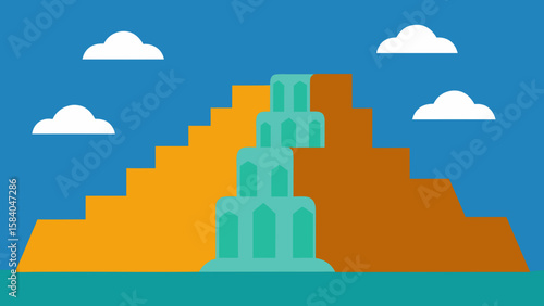 Series of Small Cascading Waterfalls on Terraced Rocks