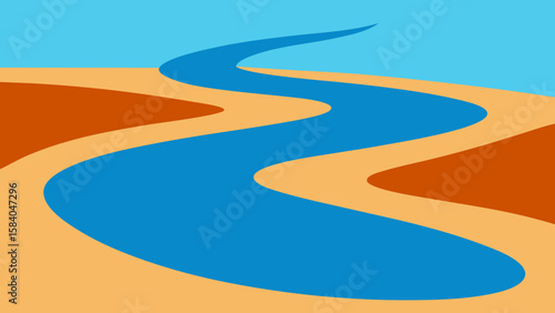 Shallow Fast Flowing River with a Gravel Bed Nature Scene