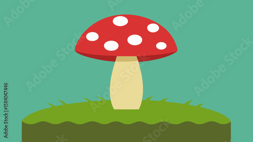 Exquisite Single Perfect Mushroom Growing on Forest Floor Woodland Beauty