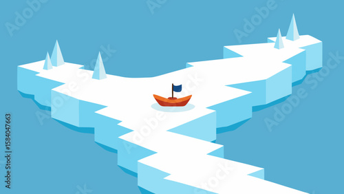 Witness a Small Boat Navigating a Maze of Ice Floes