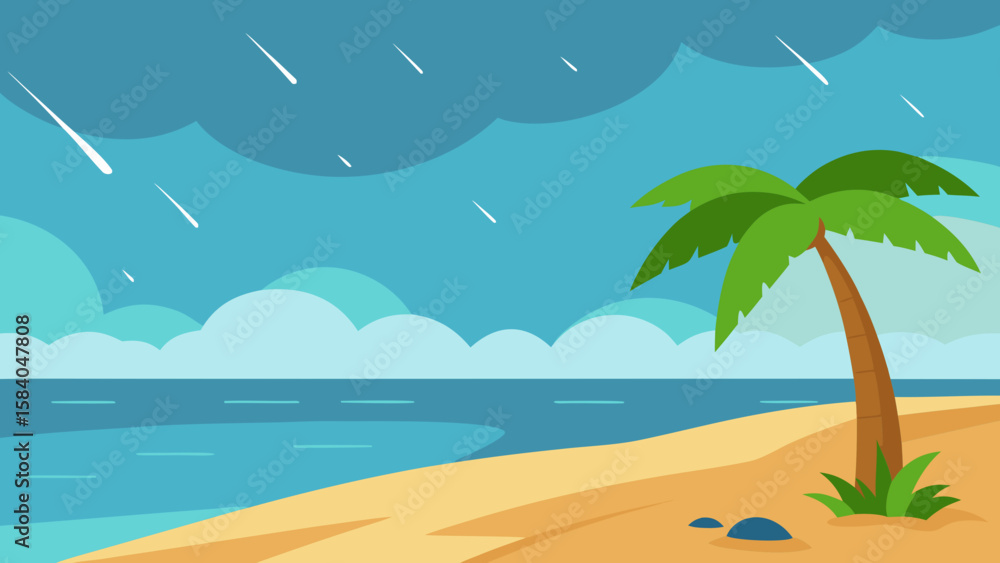 Fototapeta premium Experience a Tropical Beach in Humid Still Moments Just Before a Storm