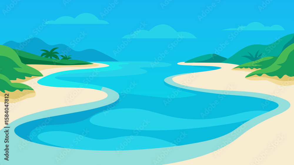 Fototapeta premium Experience a Tropical Lagoon with Incredibly Clear Shallow Water