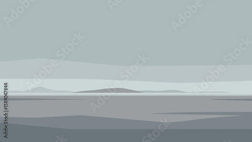 Explore a Vast Flat Tundra Landscape Stretching to a Cold Horizon