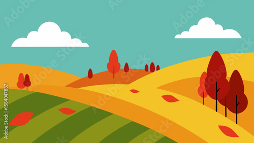 Explore a Vineyard on a Rolling Hillside in Late Autumn with Vibrant Colors