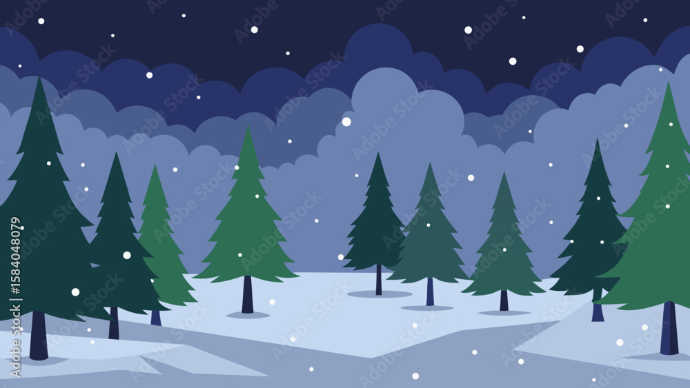 Naklejka premium Experience The Deep And Muffled Silence Of A Beautiful Forest Under Heavy Snow