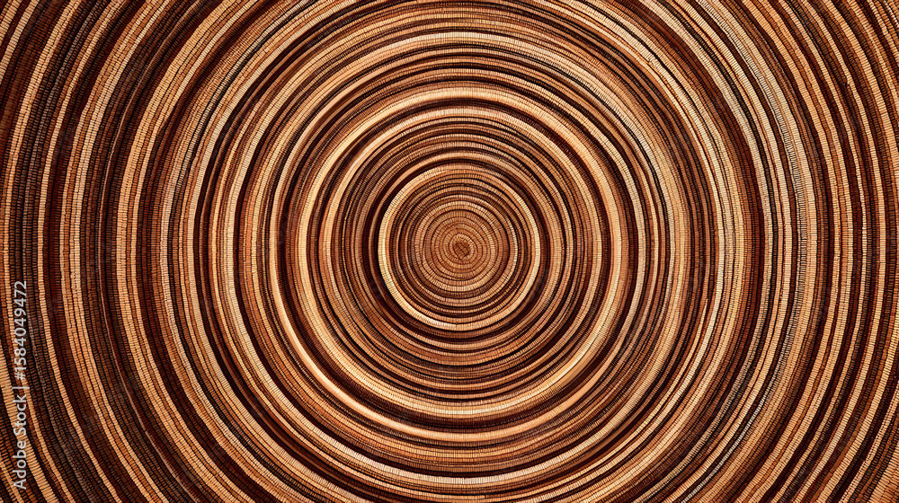 Close up of a woven basket s concentric circles creating a detailed textured pattern in warm brown tones Close up of a woven basket s concentric circles creating a detailed textured pattern in warm brown tones