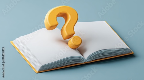 Open book with a yellow question mark
