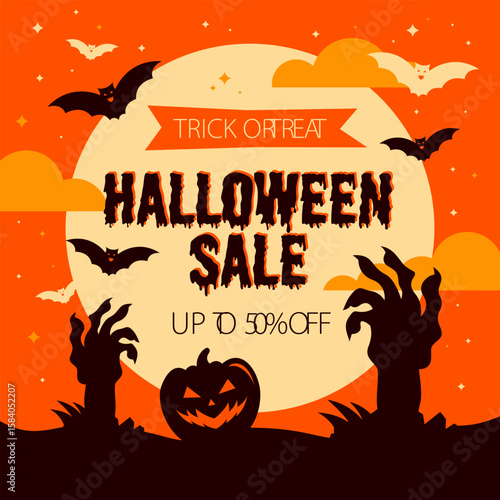 Halloween sale social media instagram post square background