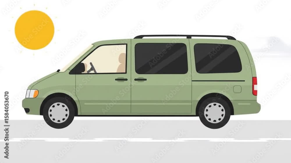 Isolated Family Van Vehicle Illustration on White Background Isolated Family Van Vehicle Illustration on White Background