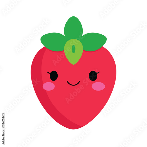 cartoon strawberry with a smiling face pin