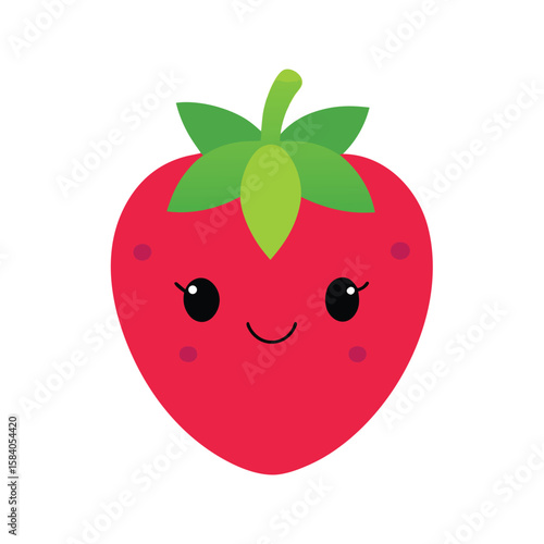 cartoon strawberry with a smiling face pin