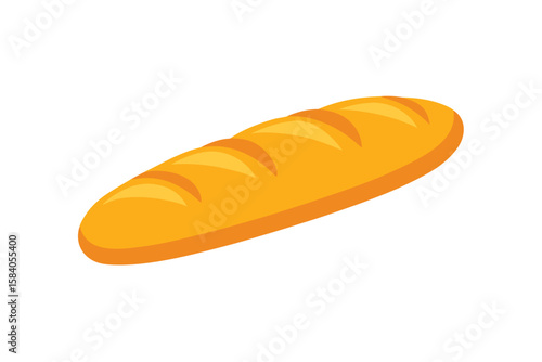 Cartoon Baguette With Bold Crust Texture Flat Style