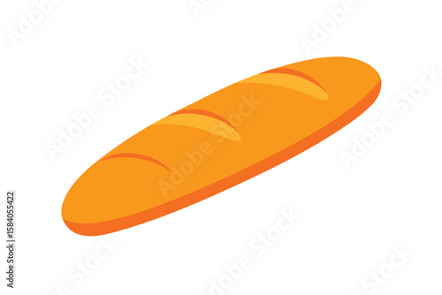 Cartoon Baguette With Bold Crust Texture Flat Style