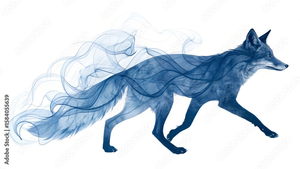 Obraz premium Blue fox made of swirling water