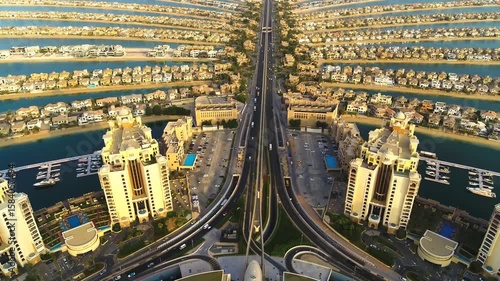Aerial Palm Jumeirah Island Dubai.