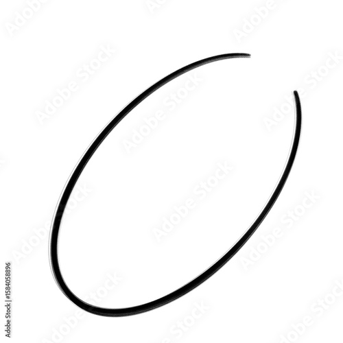 Hand-Drawn Black Ink Oval Circle Sketch on a White Background