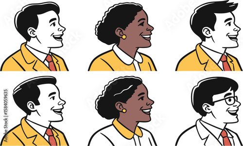 Diverse professionals smiling in profile view people business
