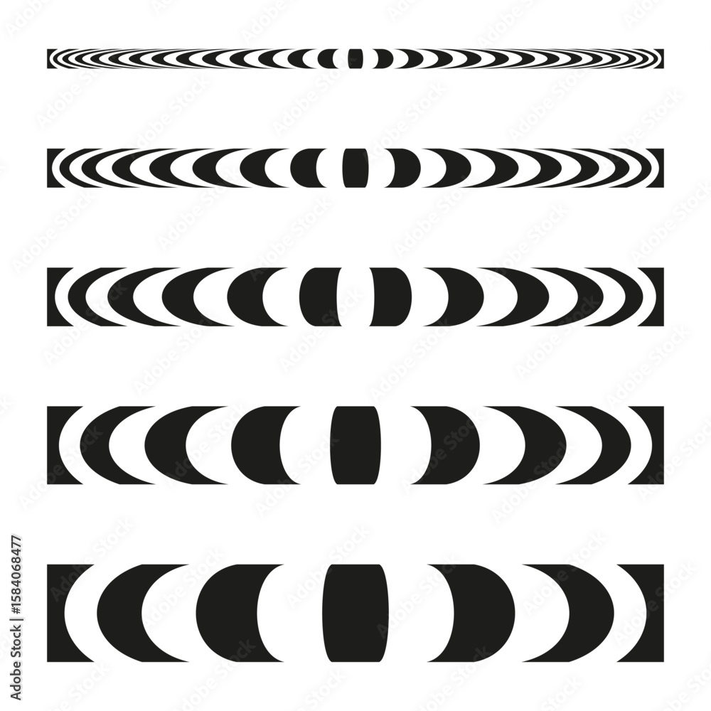 Abstract stripe pattern. Converging line design. Optical illusion Vector. Repeated elements background