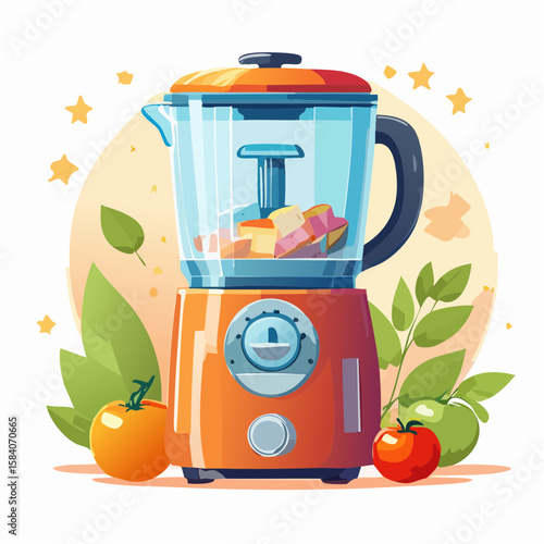 アニメ風フードプロセッサーベクター素材