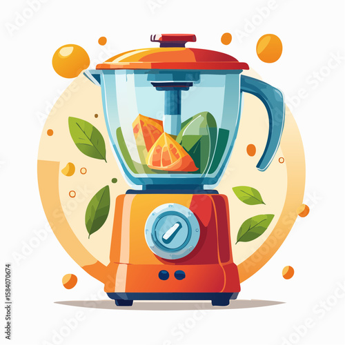 アニメ風フードプロセッサーベクター素材