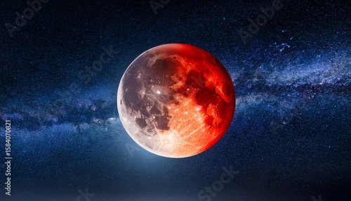blood moon and strawberry moon contrast against a dark night sky